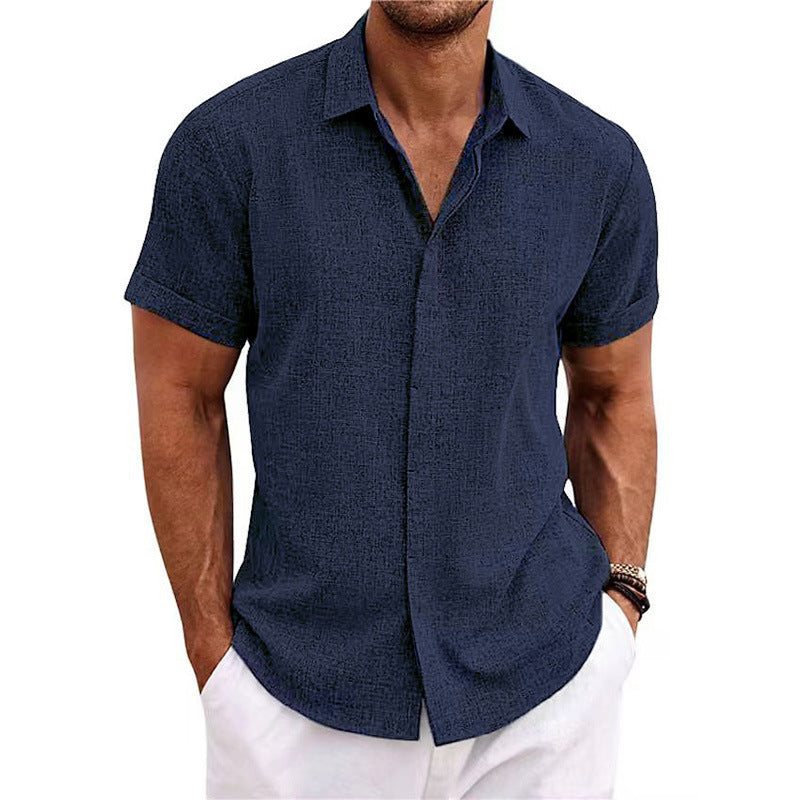 🔥 Men’s Premium Textured Linen Short-Sleeve Shirt
