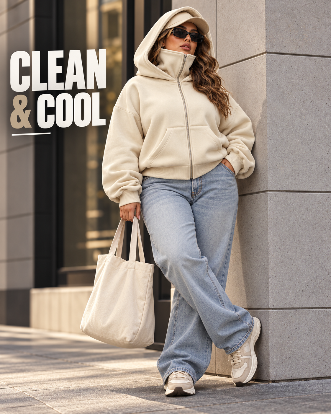 Women's 2-in-1 Double-Hood Zip-Up Hoodie – Oversized Streetwear Jacket