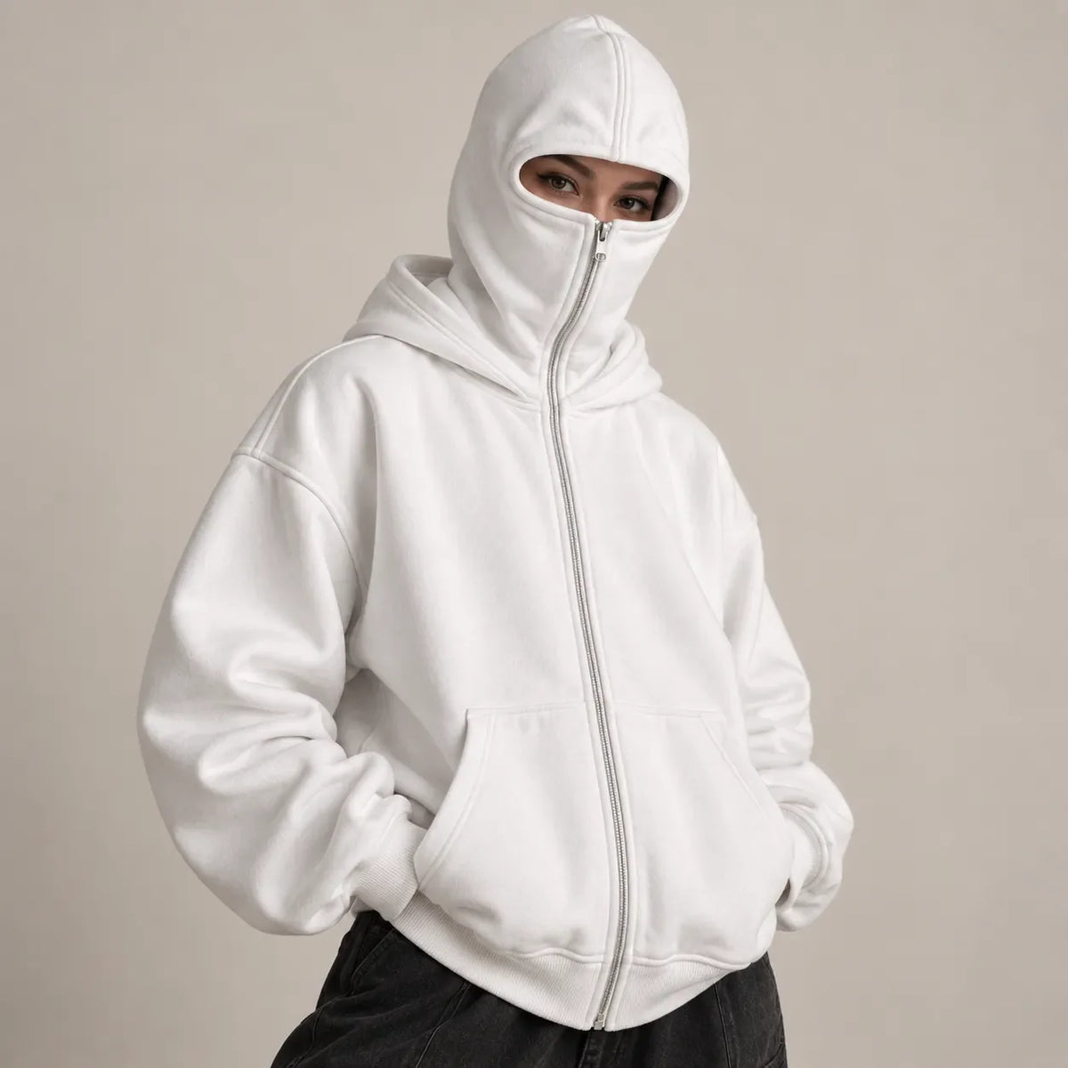 Women's 2-in-1 Double-Hood Zip-Up Hoodie – Oversized Streetwear Jacket