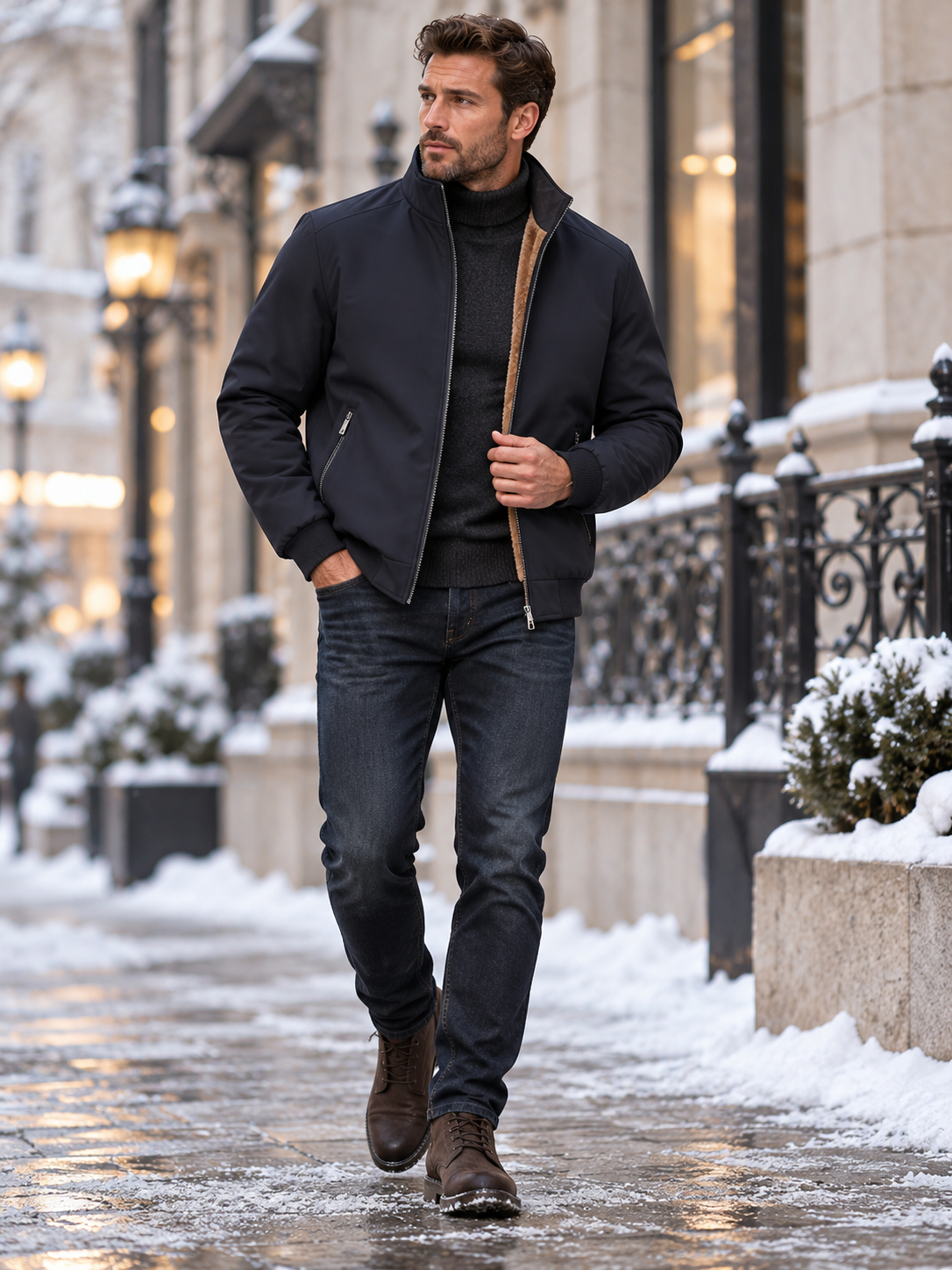 Men’s Winter Fleece Lined Stand Collar Jacket | Warm & Windproof❄️