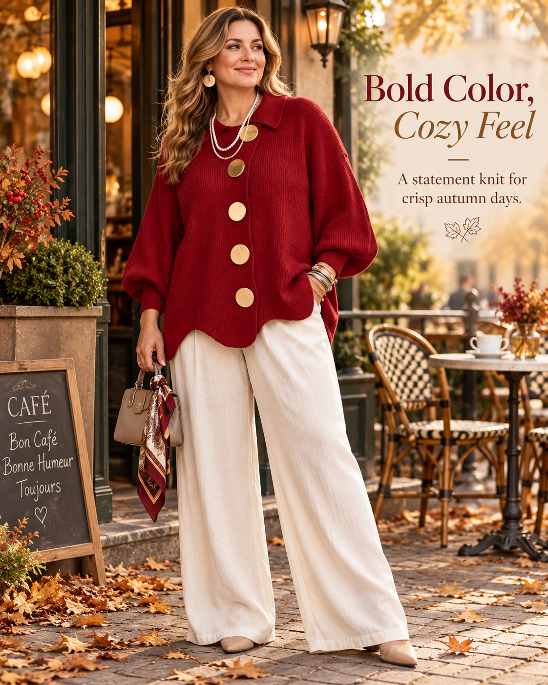 Oversized Collared Button Cardigan