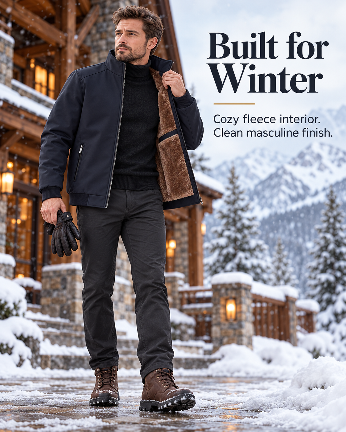 Men’s Winter Fleece Lined Stand Collar Jacket | Warm & Windproof❄️