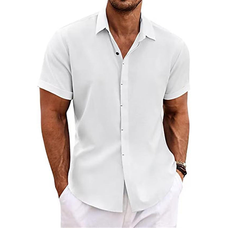 🔥 Men’s Premium Textured Linen Short-Sleeve Shirt