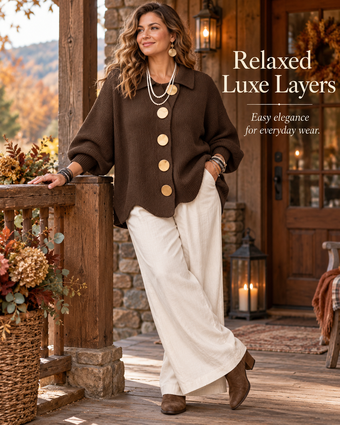 Oversized Collared Button Cardigan