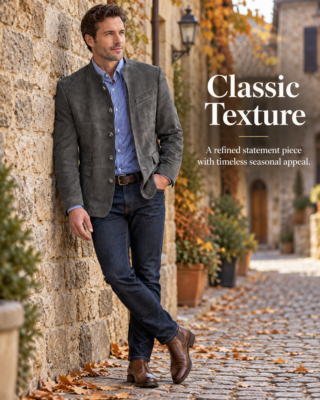 Men's Classic Suede-Style Button Jacket🤵