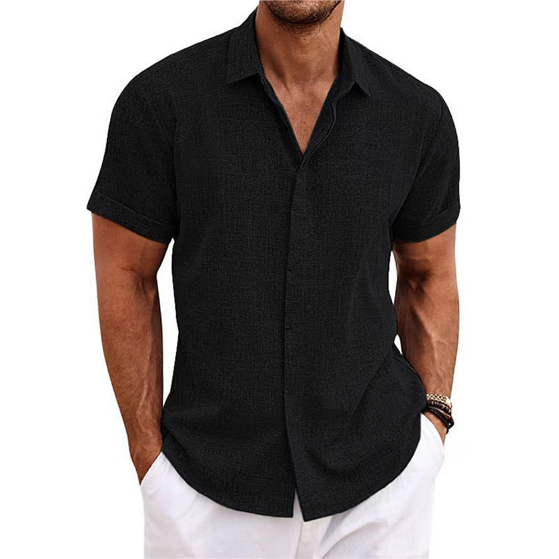 🔥 Men’s Premium Textured Linen Short-Sleeve Shirt