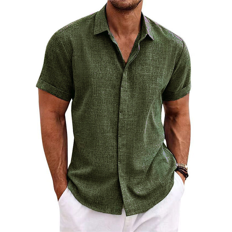 🔥 Men’s Premium Textured Linen Short-Sleeve Shirt