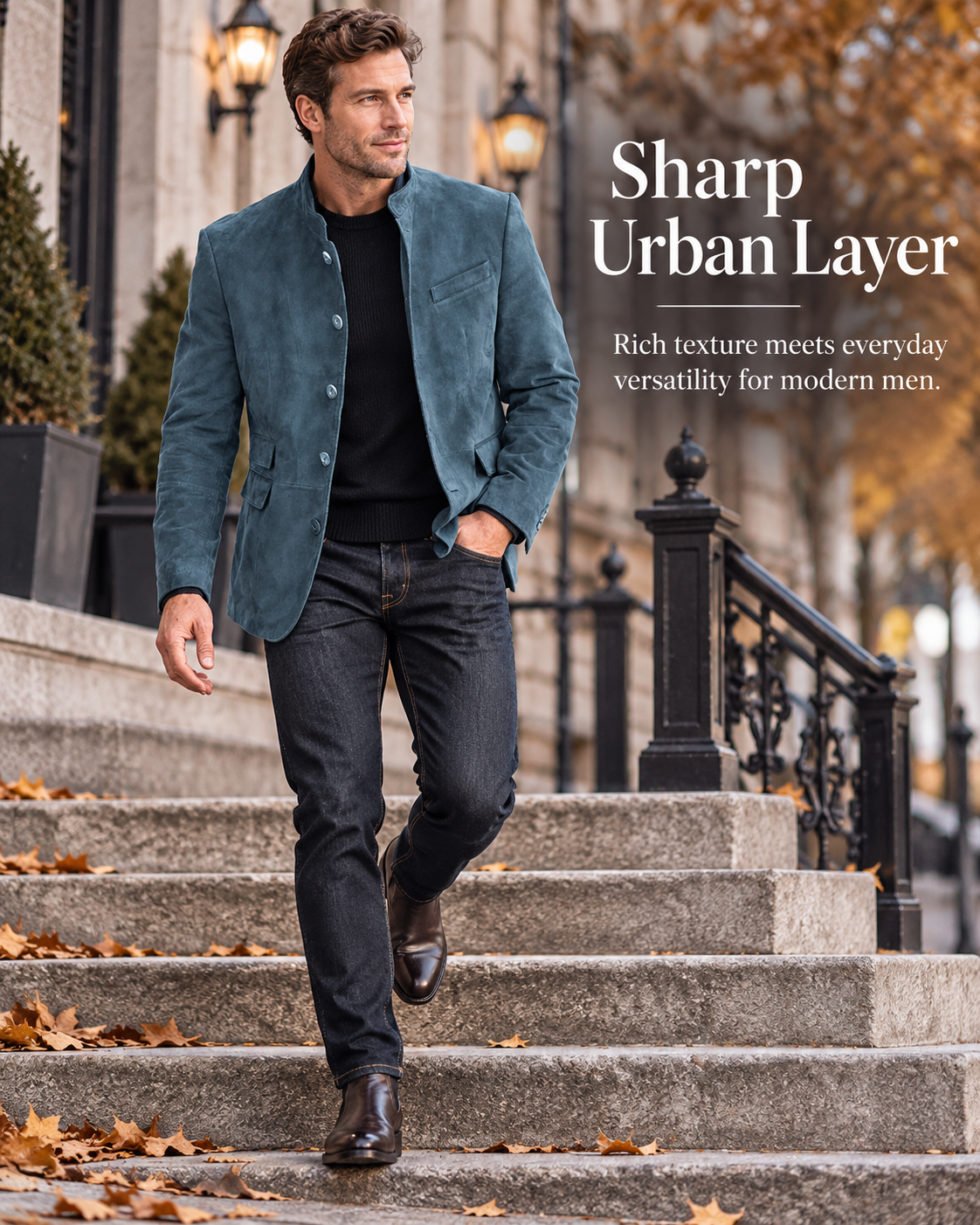 Men's Classic Suede-Style Button Jacket🤵