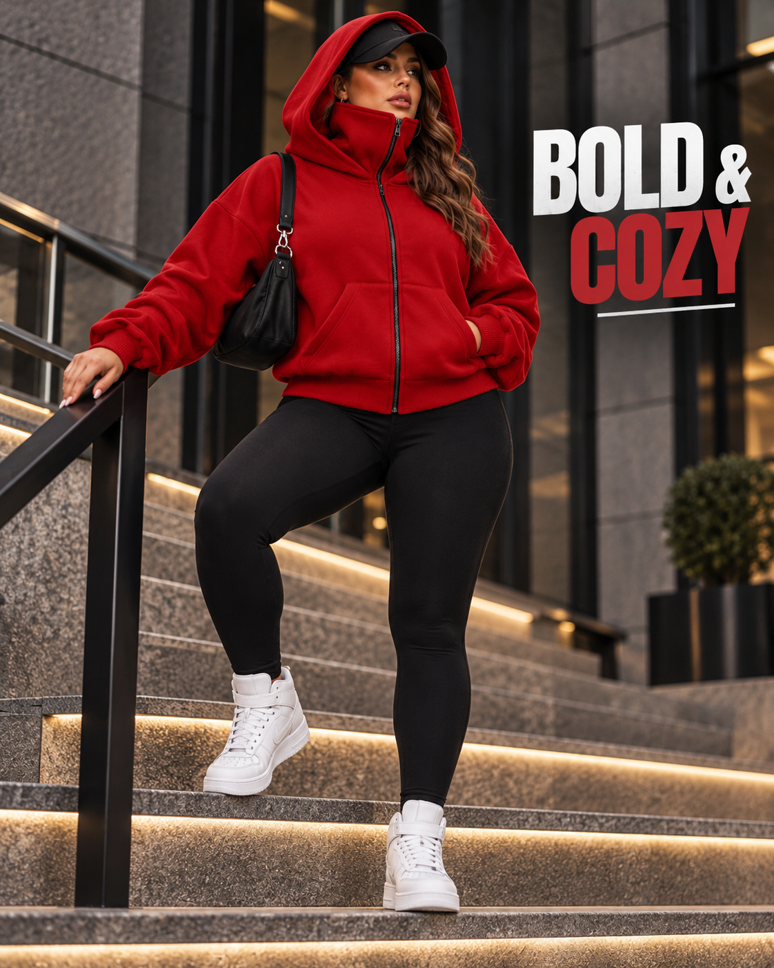 Women's 2-in-1 Double-Hood Zip-Up Hoodie – Oversized Streetwear Jacket
