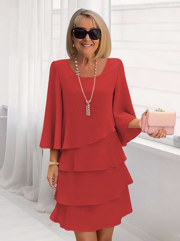 ✨ Women’s Flowy Layered Ruffle A-Line Dress