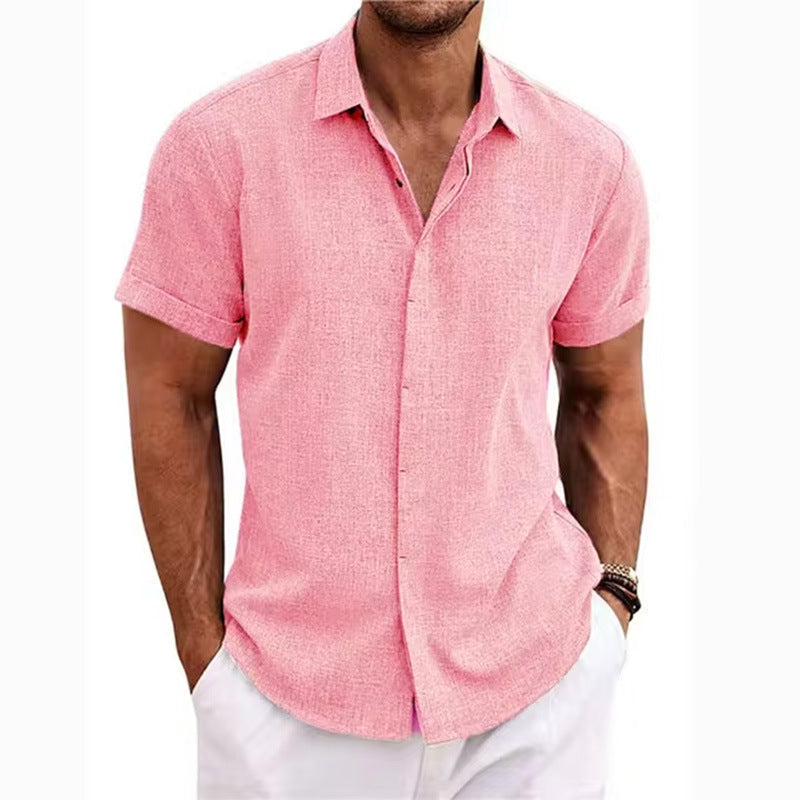 🔥 Men’s Premium Textured Linen Short-Sleeve Shirt
