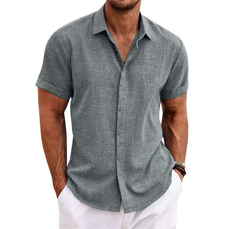 🔥 Men’s Premium Textured Linen Short-Sleeve Shirt