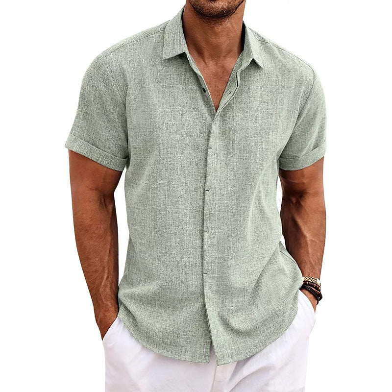🔥 Men’s Premium Textured Linen Short-Sleeve Shirt