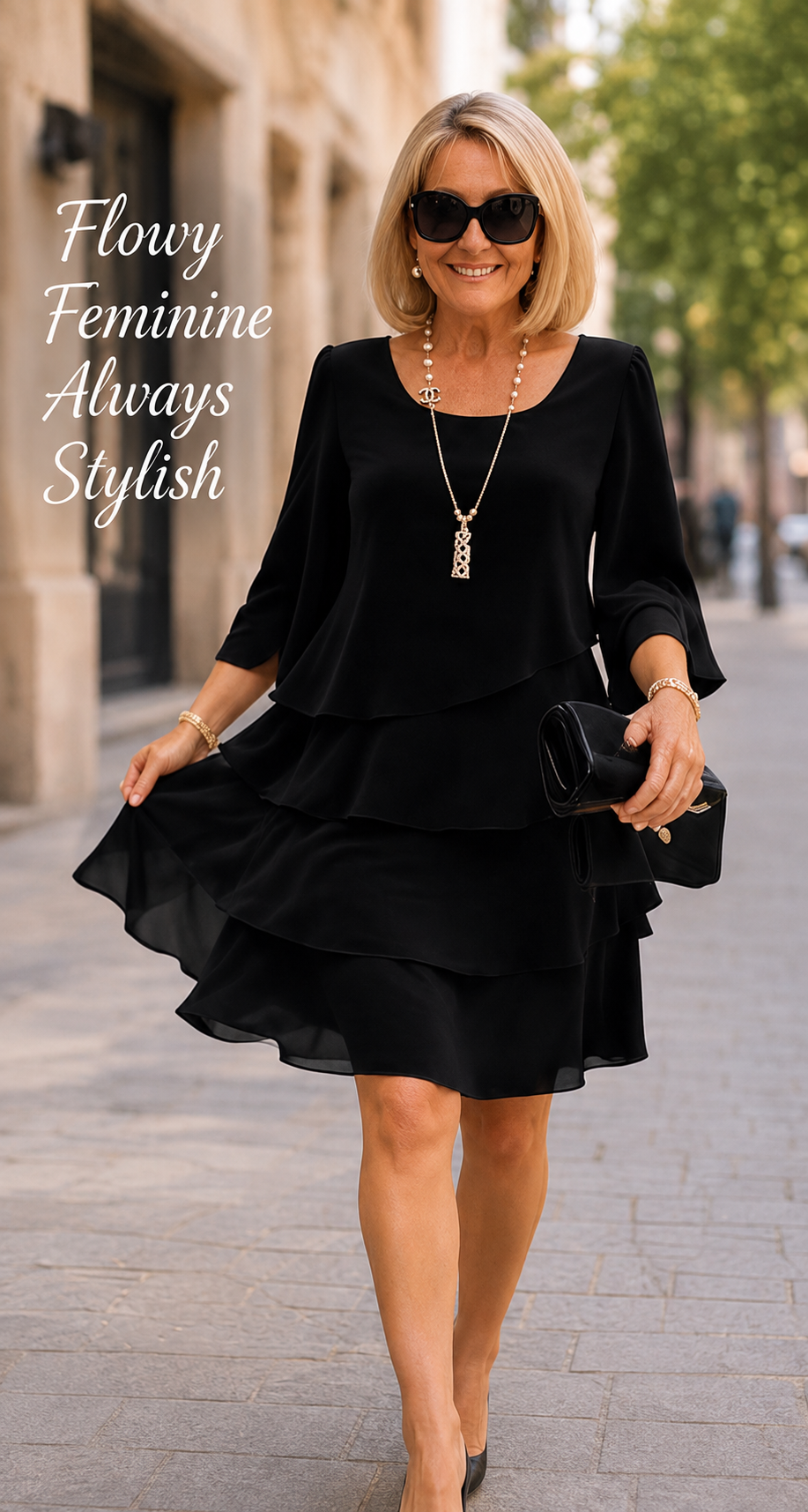 ✨ Women’s Flowy Layered Ruffle A-Line Dress
