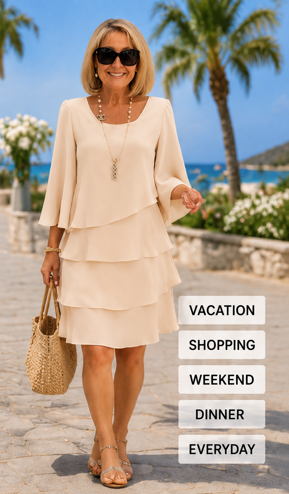 ✨ Women’s Flowy Layered Ruffle A-Line Dress