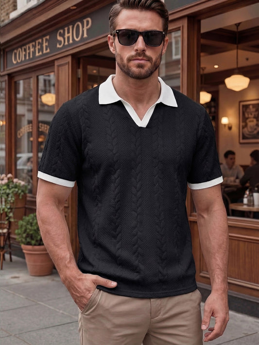 🔥 Men’s Premium Contrast-Trim Polo