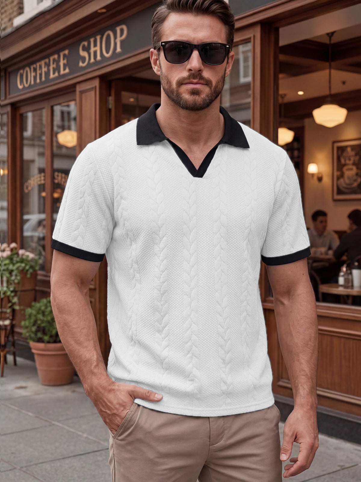 🔥 Men’s Premium Contrast-Trim Polo
