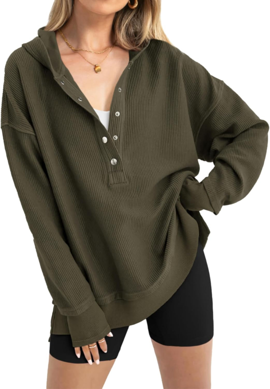 🔥 Save 54% Today Only—Cozy Oversized V-Neck Hoodie