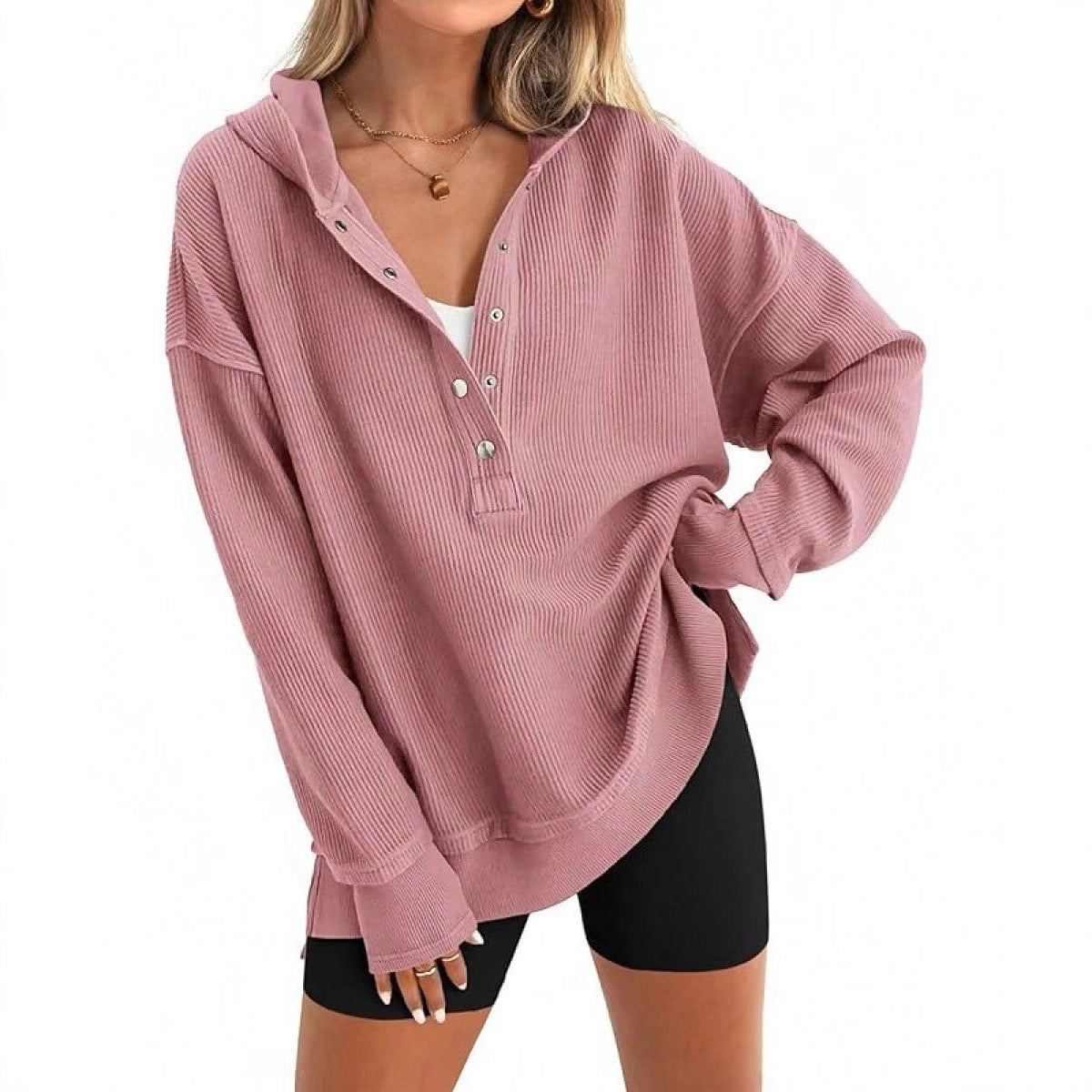 🔥 Save 54% Today Only—Cozy Oversized V-Neck Hoodie