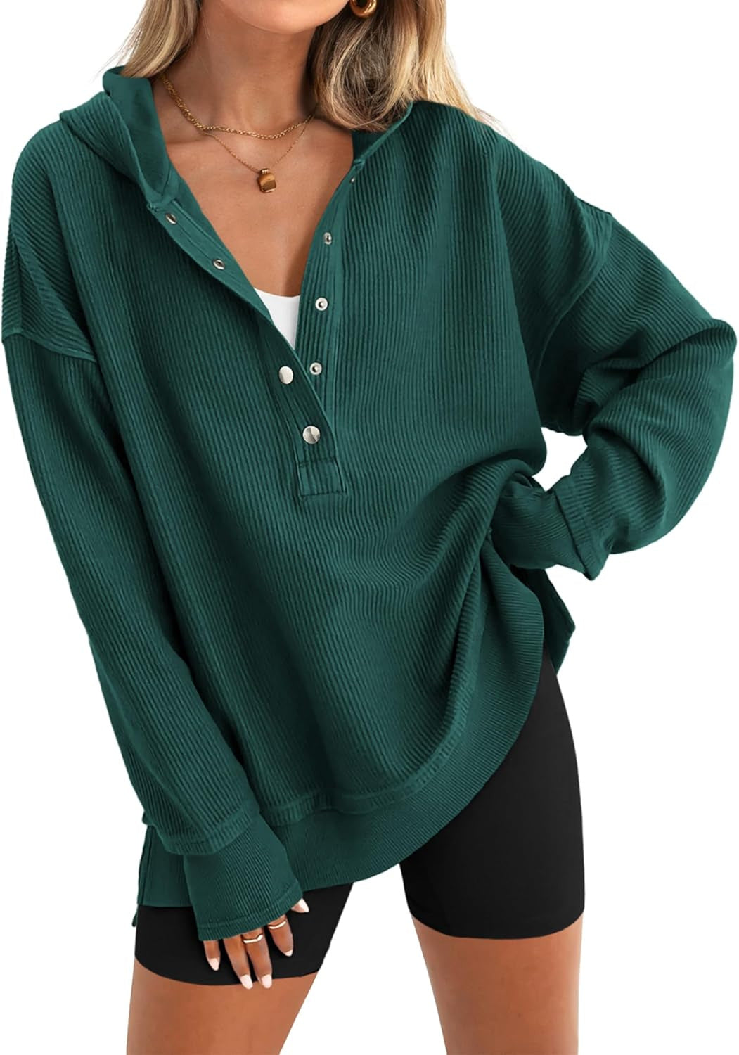 🔥 Save 54% Today Only—Cozy Oversized V-Neck Hoodie