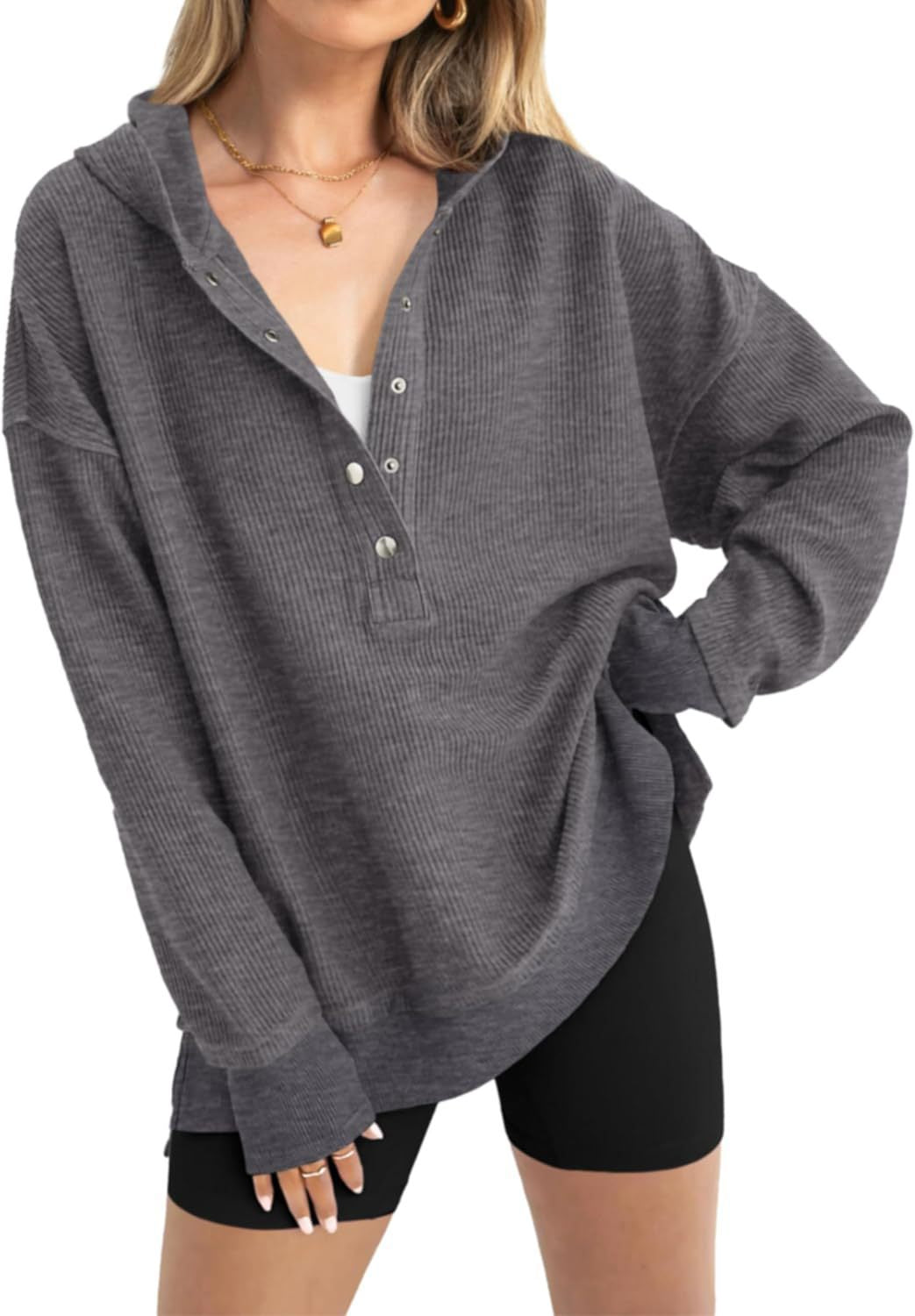 🔥 Save 54% Today Only—Cozy Oversized V-Neck Hoodie