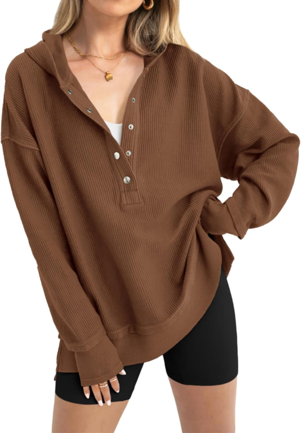 🔥 Save 54% Today Only—Cozy Oversized V-Neck Hoodie