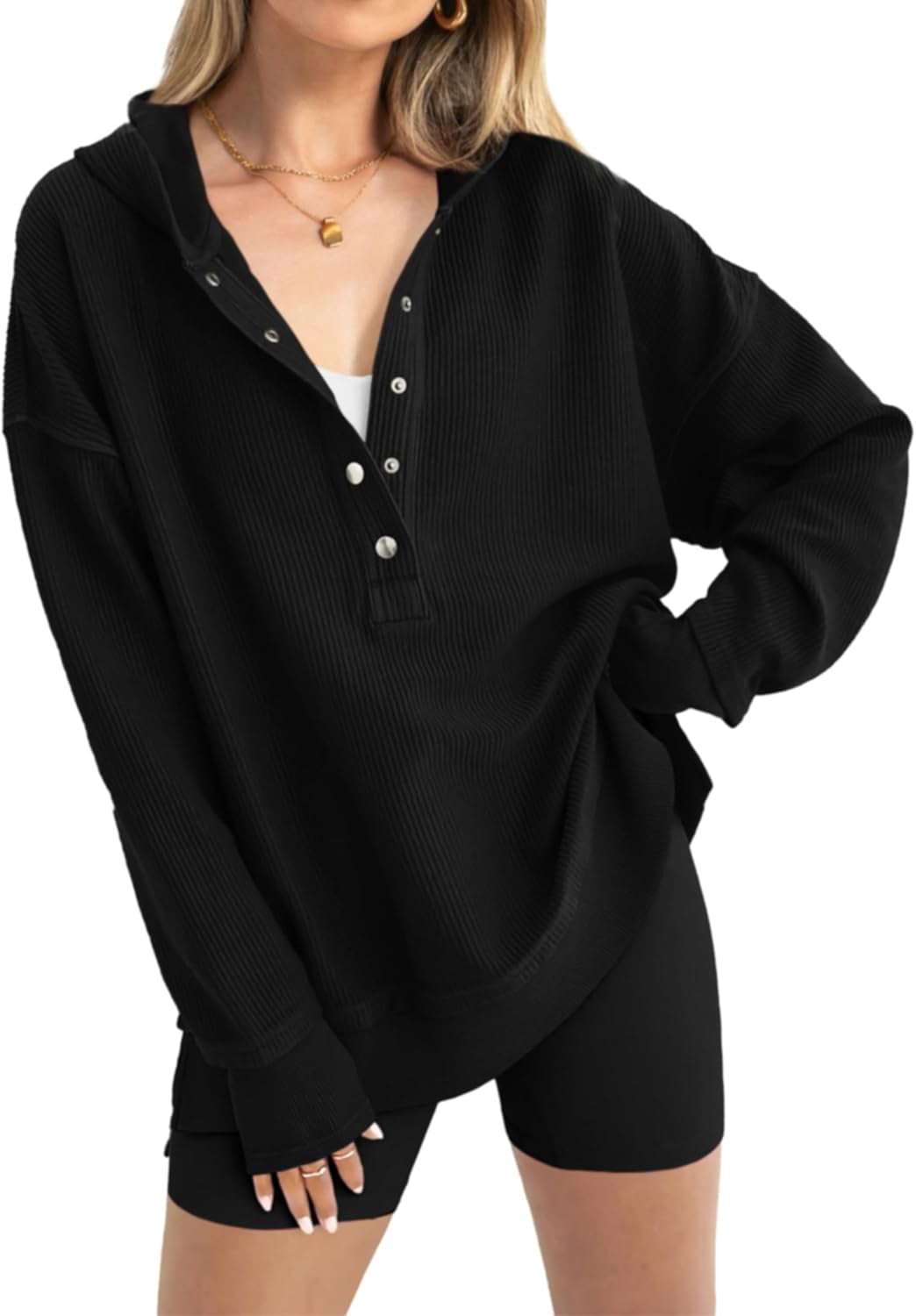 🔥 Save 54% Today Only—Cozy Oversized V-Neck Hoodie