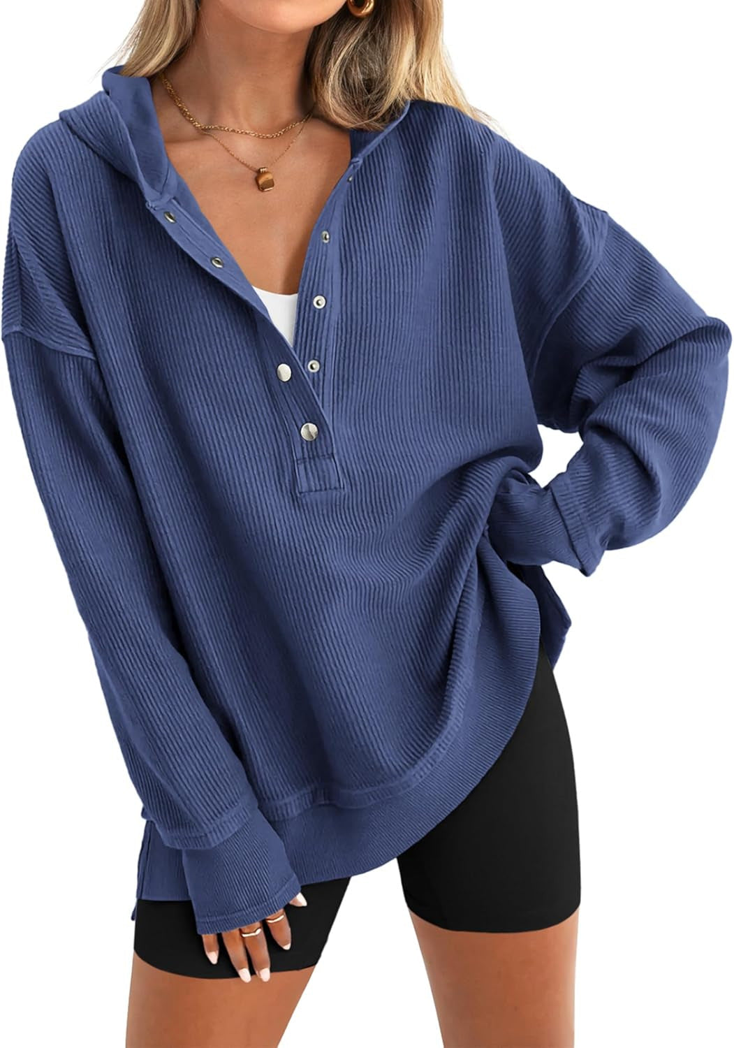 🔥 Save 54% Today Only—Cozy Oversized V-Neck Hoodie