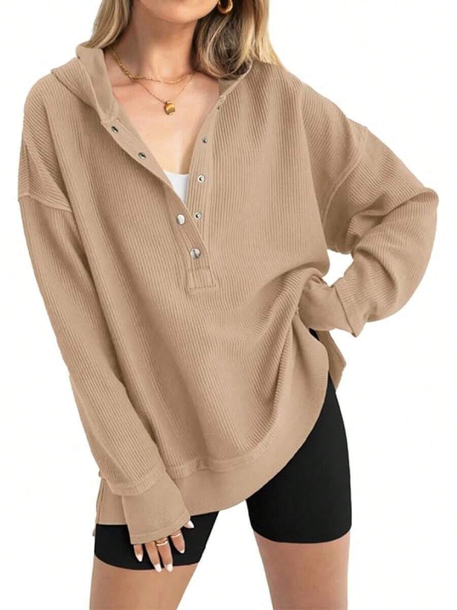 🔥 Save 54% Today Only—Cozy Oversized V-Neck Hoodie