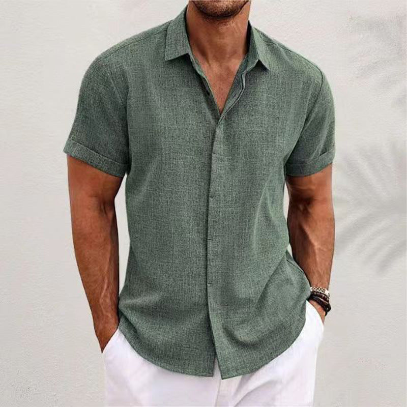 🔥 Men’s Premium Textured Linen Short-Sleeve Shirt