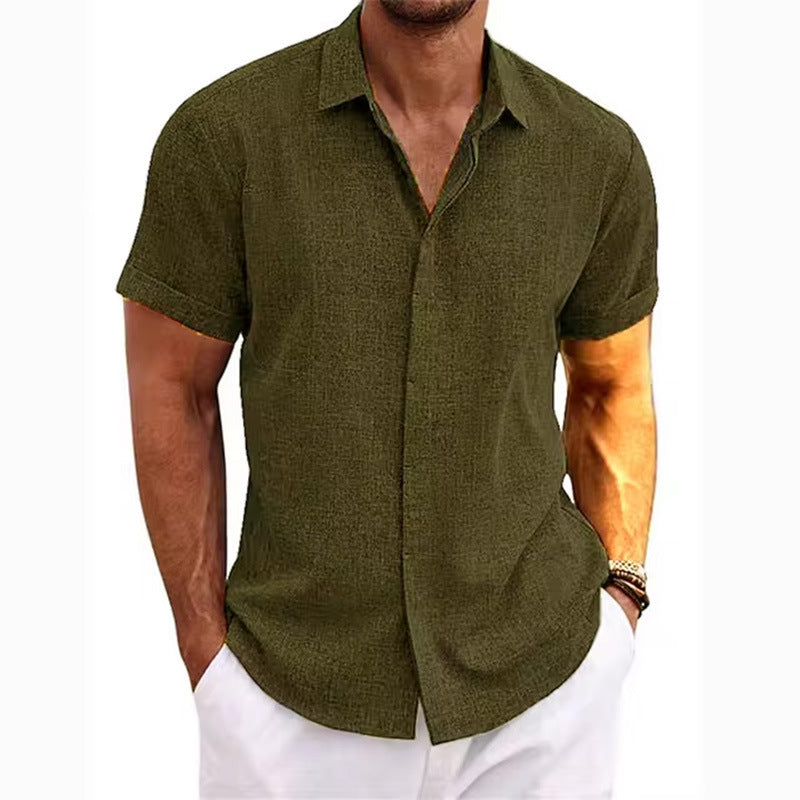 🔥 Men’s Premium Textured Linen Short-Sleeve Shirt