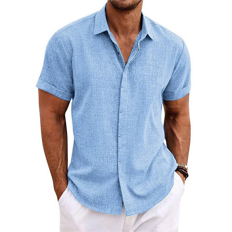 🔥 Men’s Premium Textured Linen Short-Sleeve Shirt