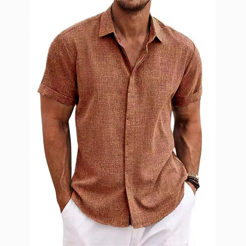 🔥 Men’s Premium Textured Linen Short-Sleeve Shirt